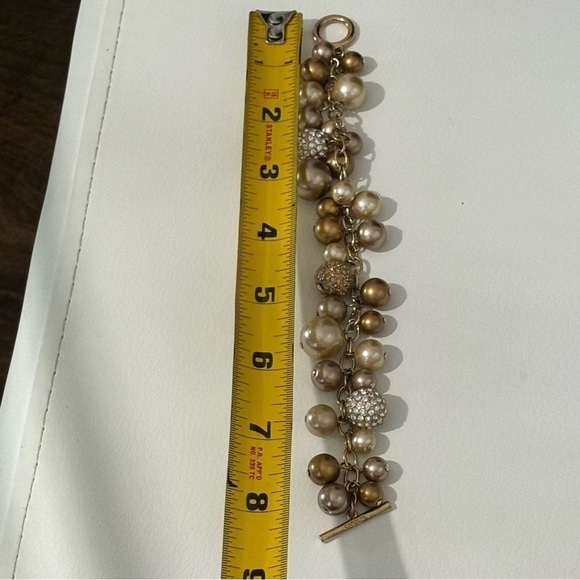 Carolee vintage champagne faux pearl gold tone rhinestone toggle style - Picture 4 of 5
